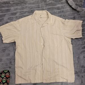 Haggar Beige Casual Button Down Shirt